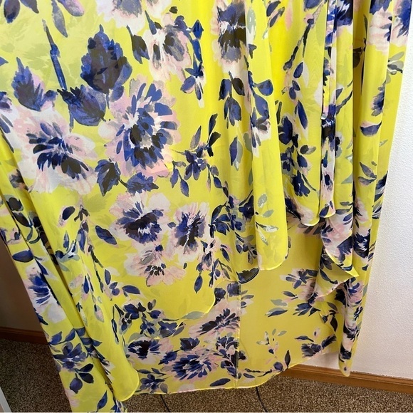 Eliza J Floral Print High Low Chiffon Yellow Floral Dress 6 - Picture 14 of 16